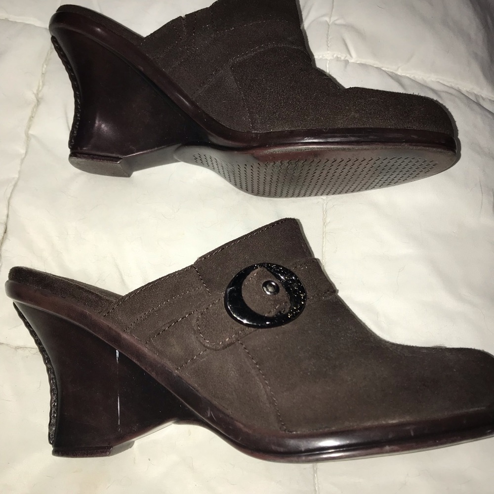 Chocolate Wedge Mules